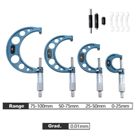 Customized Outside Micrometers Sets with High Accuracy Stainless Steel Measuring Tool 0-100 0-150mm