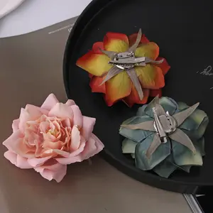 Prendedor de cabelo florido com cores gradientes, broche de casamento flor rosa, acessório para mulheres, novidade primavera e verão