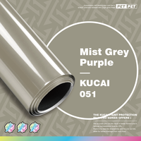 KUCAI 5*59FT Stiker Vinyl Mobil Anti Gelembung PET Super Glossy Metalik Abu-abu Ungu Pembungkus Vinyl Kendaraan Film Pelindung Cat
