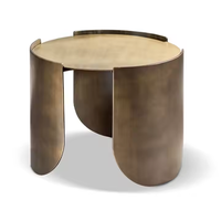 Table basse ronde de luxe moderne, combinaison haut-bas, plateau en marbre, acier inoxydable, taille personnalisée, JS-stone, meubles de salon