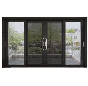 Zanzara in acciaio inox a doppio vetro temperato moderna in lega di alluminio Villa a prova di vento porte scorrevoli in alluminio per la casa - Product Image 1