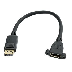 Cable de extensión Dp macho a hembra de 15 cm con orificio de montaje para conexión de alta definición del puerto de visualización del monitor - Product Image 1