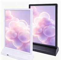 Enseigne lumineuse rechargeable en alliage d'aluminium à haute luminosité, affichage vertical de table double face portable pour carte de menu de thé au lait