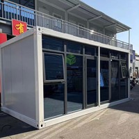 Maison conteneur moderne en verre trempé avec mur rideau, étanche, préfabriquée, mobile et modulaire pour usage commercial