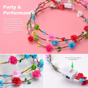 Gran oferta, LED Diadema con corona de flores, diademas de flores iluminadas, guirnaldas florales brillantes, coronas para boda, Fiesta en la playa - Product Image 2