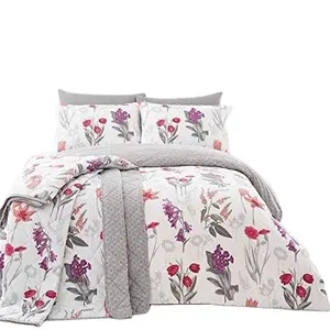 Natural Floral Watercolor Reversible Easy Care Duvet Cover Quilt Bedding Set with Pillowcase Microfiber Bedding Set