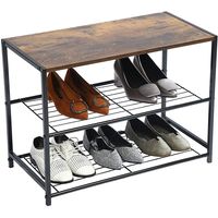 K&B Étagère de rangement pour chaussures pliable à fixer au mur, multi-niveaux, en plastique et en métal, derrière la porte