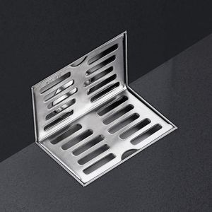 Scarico a Pavimento a L in Acciaio Inox 304 con Parete Ispessita <span class=keywords><strong>per</strong></span> Terrazza Esterna e Parete Laterale - Design Moderno e Semplice con Superficie Spazzolata - Product Image 1