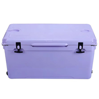 Glacière isotherme rotomoulée 190QT avec chariot et roues en PE pour transport de poisson et canettes