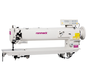 Machine à coudre industrielle à bras long et point noué, à alimentation par entraînement, pour travaux lourds, à une aiguille, modèle RONMACK RM-1510N-25, avec moteur. - Product Image 1