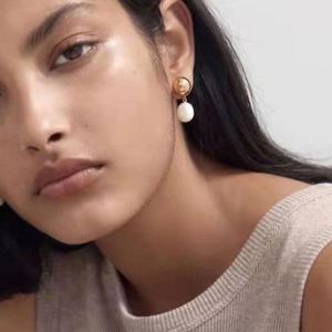 2024 Trendy fashion <b>jewelry</b> Wholesale bulk Stainless steel 18K PVD Gold <b>Statement</b> Plated Drop Pearl Hoop Dangle Earrings women - Product Image 1