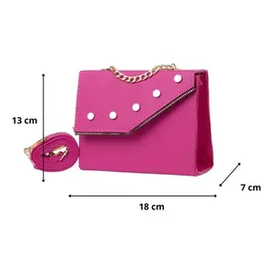 Bolso Bandolera Daria Buganvilia de 7 Pulgadas con Cierre de Cremallera, Perlas, Moda, Bolso de Hombro para Mujer, Verano, Lona de Poliéster - Product Image 1