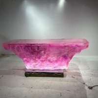 Comptoir de bar en résine époxy personnalisé avec éclairage LED, mobilier lumineux, réception d'hôtel