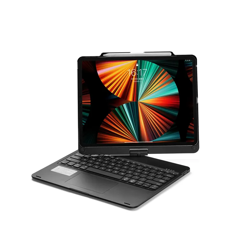 Capa de couro para teclado iPad Pro12.9" 2022/2021/2020/2018 Capa para teclado Tablet 360 graus rotacional