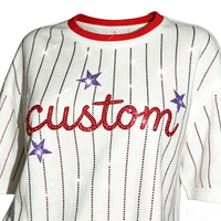Nouvel arrivage de robe t-shirt à col rond et à paillettes surdimensionnées robe t-shirt à paillettes en coton doux avec strass scintillants logo personnalisé robe pour femmes