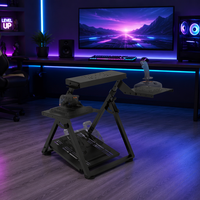 Cockpit de simulateur de vol pliable et réglable, dispositif de jeu avec construction en acier durable, pédales compatibles, prise en charge de l'anglais
