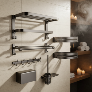 Modern 6-Piece Steel Wall-Mounted <b>Bath</b> <b>Hardware</b> <b>Set</b> Chrome-Finished Metal Towel Rack for Home Hotel Bathroom Accessory <b>Hardware</b> - Product Image 2