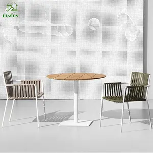 Modern Popular Leisure Outdoor Furniture Rope Weaving Waterproof Aluminum Frame Outdoor Dining Sets