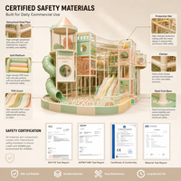 Parque Infantil Comercial Interior Rosa Crema con Puente y Piscina de Bolas, Diseño Personalizado para Proyectos de Museos, Certificación CE ISO 9001