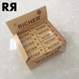 Richer Unbleached 60x20mm 150 GSM Anti-Curl Virgin Wood Pulp Non-Pore Rolling Filter Tips 50 <b>Leaves</b>/Booklet for Smoking Paper - Product Image 5