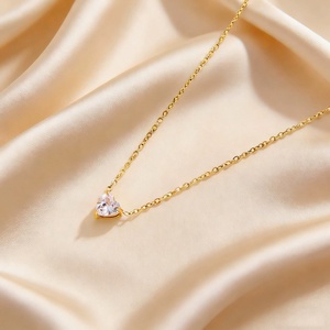 Collana in Acciaio Inossidabile 304 con Cuore in Oro 18K e Pietra del 12° Compleanno <span class=keywords><strong>per</strong></span> Donne, Gioiello alla Moda con Zirconi e Diamanti - Product Image 5