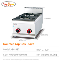 Cuisinière à gaz commerciale robuste à 2 brûleurs, plaque de cuisson en acier inoxydable pour restaurant, cantine, cuisine