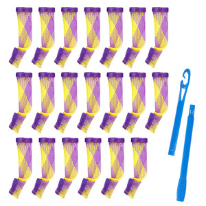 New Butterfly Perm <b>Curlers</b> 20 Pcs Purple Yellow Mesh <b>Spiral</b> Curls For All <b>Hair</b> Types Portable <b>Hair</b> Styling Tools - Product Image 1