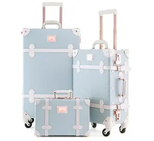 Hojax 3 Stuks Vintage Bagage Set, Harde Schelp Vrouwen Schattige Koffer Met Spinner Wielen (26 "20" + 12 ")