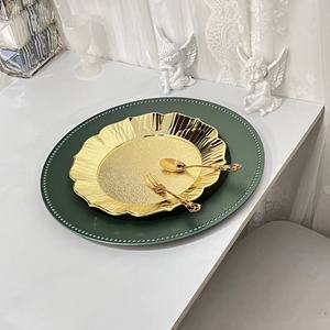 Assiette à fruits irrégulière de luxe <span class=keywords><strong>vert</strong></span> brillant rétro haut de gamme pour banquet de mariage, tendance 2022 - Product Image 3