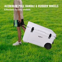 Glacière isotherme rotomoulée blanche personnalisée grande capacité 65QT avec roues pour aliments, canettes, camping, pêche et randonnée - Anti-fuite et écologique