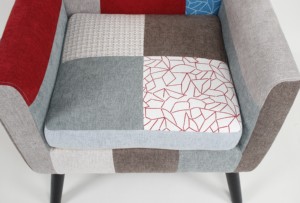 <span class=keywords><strong>Fauteuil</strong></span> d'appoint en tissu <span class=keywords><strong>patchwork</strong></span>, <span class=keywords><strong>fauteuil</strong></span> de loisirs <span class=keywords><strong>patchwork</strong></span> multi-motifs avec pieds en bois pour salon, certifié BSCI OEM/ODM - Product Image 5