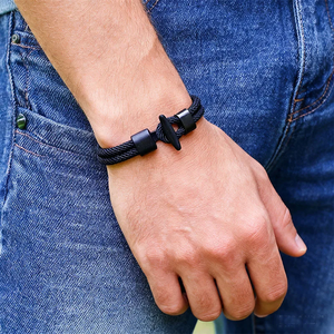 Braccialetto Minimalista Milanese Fatto a Mano a Doppio Strato in Corda, Regolabile con Chiusura Facile, Bracciali in Corda di Nylon Intrecciata per <span class=keywords><strong>Uomo</strong></span>, Idea Regalo - Product Image 2