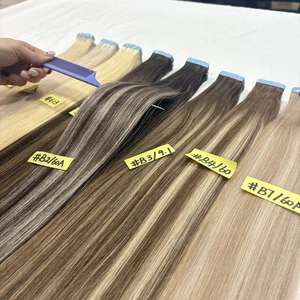 Extensions de cheveux humains russes 100 % naturels non traités, prêts à être expédiés, en vrac, lisses et ondulés, à bandes adhésives, pour salon - Product Image 3