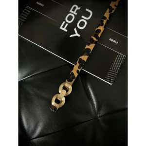 Fiori Double Buckle Women's <b>Belt</b> Synthetic Leather Leopard Print Gold <b>Chain</b> Wedding <b>Belts</b> Adult Standard Size - Product Image 1