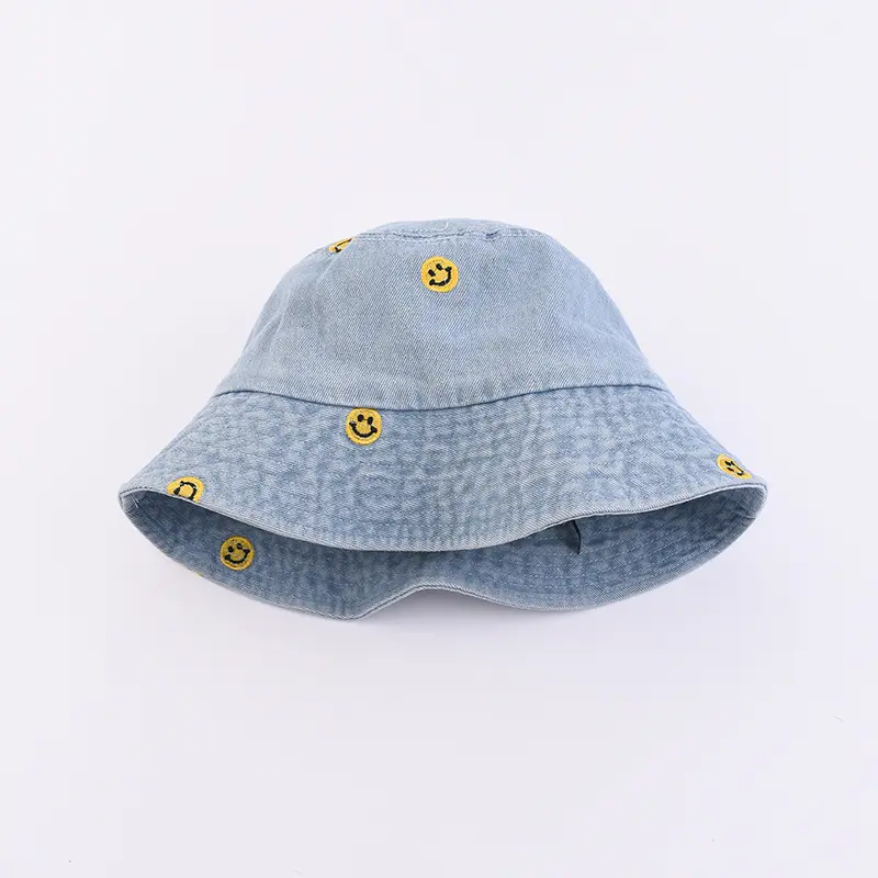 Emmer Cap Voor Unisex 2023 Smiley Gezicht Geborduurd Gewassen Denim Ins Populaire Stijl Mode Dagelijkse Hoeden