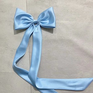 Sky Blue Silk Bow Hair Clip Bridal Headpiece Elegant Women's Hair Accessory Winter 2022 - Product Image 1