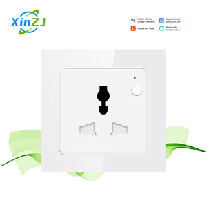 XZJ Tuya <span class=keywords><strong>Wifi</strong></span> Smart <span class=keywords><strong>Socket</strong></span> UK Universal 240V 16A Vidrio templado IP44 Enchufe de pared con material plástico - Product Image 1