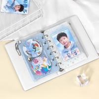Porte-monnaie PVC multicolore transparent/effet laser, pochettes à 6 trous pour classeur, fermeture à bouton-pression, porte-cartes transparent, pochette porte-clés