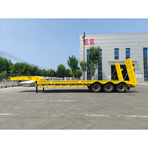 Semirremolque <span class=keywords><strong>de</strong></span> plataforma baja <span class=keywords><strong>de</strong></span> acero amarillo <span class=keywords><strong>de</strong></span> 3 <span class=keywords><strong>ejes</strong></span>, el mejor <span class=keywords><strong>de</strong></span> fábrica, con plataforma abatible, capacidad máxima <span class=keywords><strong>de</strong></span> carga <span class=keywords><strong>de</strong></span> 80T, MOQ bajo - Product Image 3