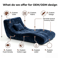 Canapé modulaire incurvé sur mesure avec chaise longue, en tissu éponge haute densité, convertible en lit paresseux