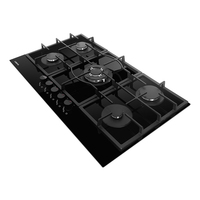 Table de cuisson à gaz encastrable 5 brûleurs à allumage électronique, option alimentation par piles, surface en verre, classe énergétique 1, pour hôtels et foyers