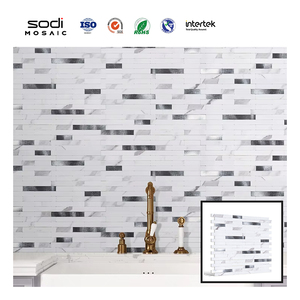 Waterproof <strong>Stick</strong> <strong>on</strong> Laundry Table Surround Bathroom Marble Look Mixed Color Self Adhesive Mosaic Wall <strong>Tiles</strong> - Product Image 1