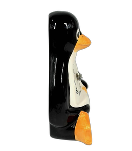 8" Penguin Wall <strong>Clock</strong> Ceramic Battery Operated <strong>Mantle</strong> Black White Bird - Product Image 3