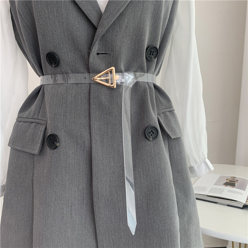 Ремень тонкий женский из ПВХ, прозрачный пояс с треугольной пряжкой, в стиле Харадзюку, для джинсов, платьев