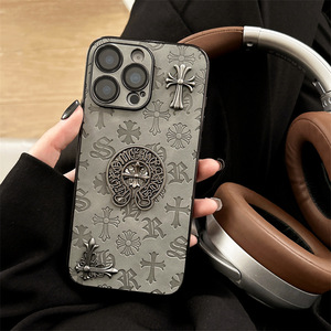 Custodia per <span class=keywords><strong>telefono</strong></span> con Design incrociato in metallo <span class=keywords><strong>di</strong></span> lusso per iphone 16 Pro Max Fashion Street Style per iphone 15 14 13 Pro Max - Product Image 4