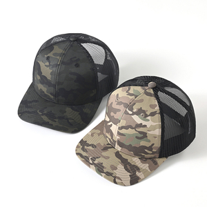 Gorra de Camionero de 6 Paneles con Malla y Parche Bordado de Camuflaje Personalizado, Etiqueta de Cuero de Camuflaje, Casquette, Gorras - Product Image 1