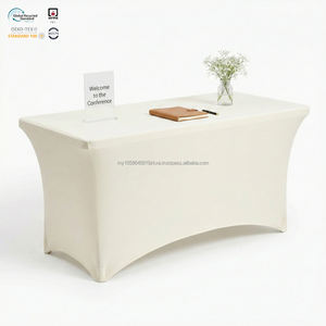 ผ้าคลุมโต๊ะแบบยืดได้ ขนาด 8 ฟุต สีกรมท่า ผลิตจากผ้าสแปนเด็กซ์ เป็นมิตรกับสิ่งแวดล้อม กันน้ำ ปรับแต่งได้ตามต้องการ สำหรับงานแสดงสินค้า ได้มาตรฐาน NFPA 701 - Product Image 1