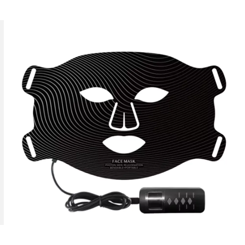 Flexible Silikon-630 460 590 850 nm professionelle Led-Lichttherapie-Gesichtsmaske schwarze tragbare Led-Maske Schönheitspflege Heimgebrauch