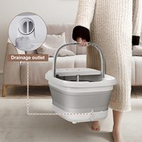Bain de pieds chauffant pliable avec bulles, lumière rouge et 6 rouleaux de massage pour la relaxation