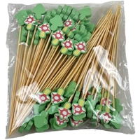 100pcs vert champignon salade bambou brochettes artisanales Cocktail fruits fourchettes Bar décoration outils